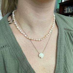 Pink tinted pearl necklace - real pearl